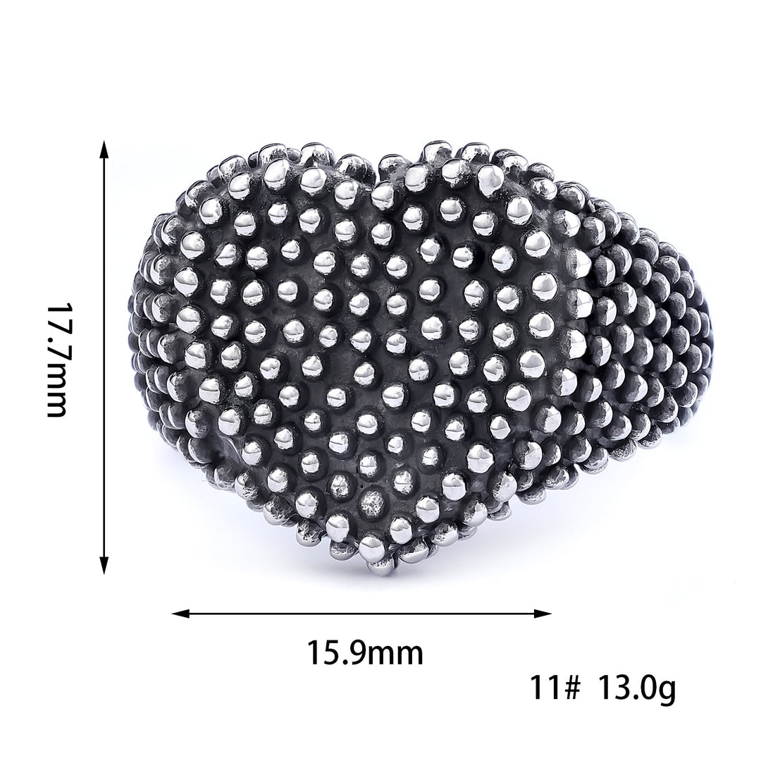 925 silver heart-shaped raised dot ring