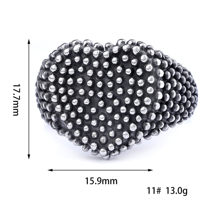 925 silver heart-shaped raised dot ring
