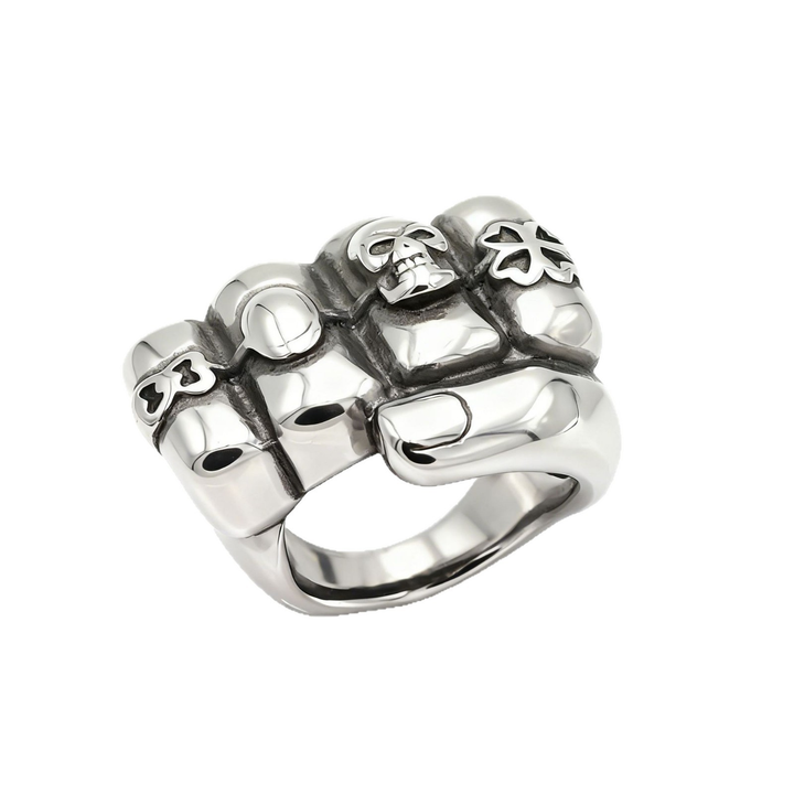 Punk Skeleton Knuckle Silver Ring