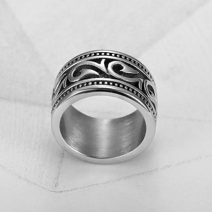 Vintage Scroll Pattern Wide Band Men Ring