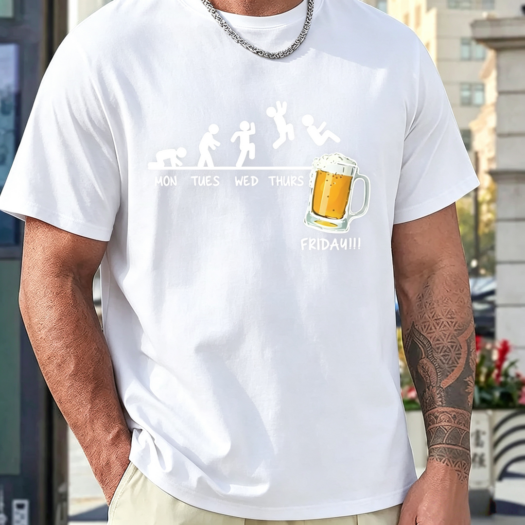 Novelty Beer Slogan Graphic Short Sleeve T-Shirt