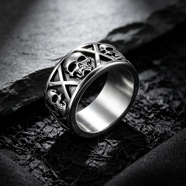 Gothic Skull Cross Pattern Band Ring