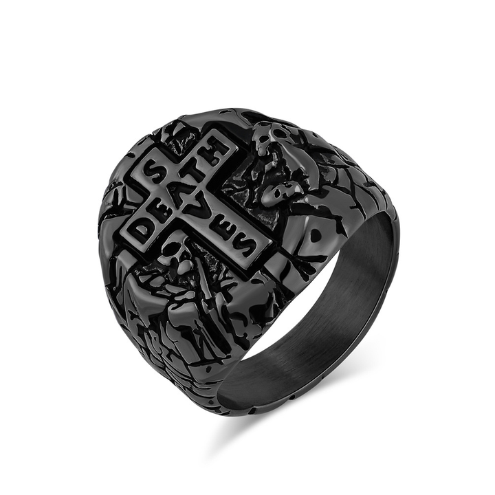 Gothic Cross Letter Signet Ring