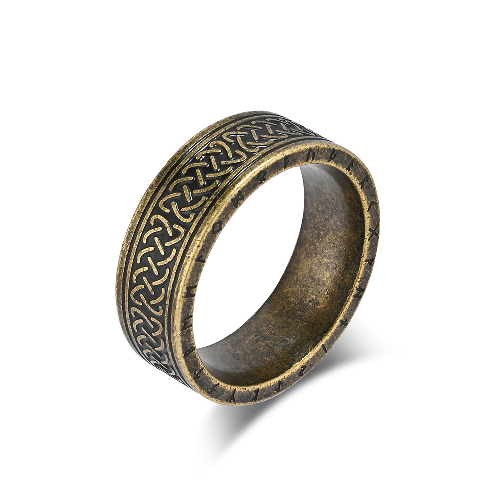 Celtic Knot Rune Engraved Vintage Band Ring