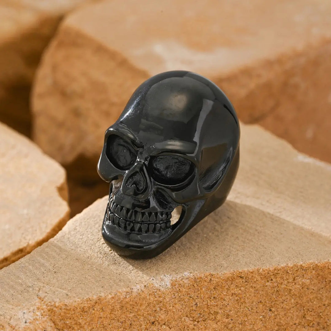Polished Skull Gothic Mens Biker Statement Ring