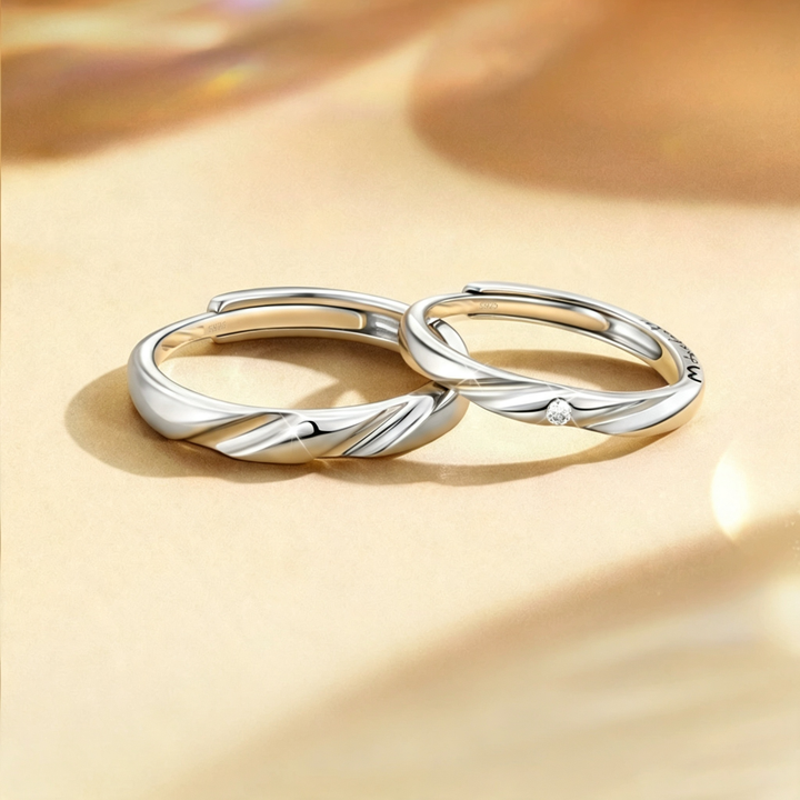 Twist Wave Soulmate Adjustable Couple Rings