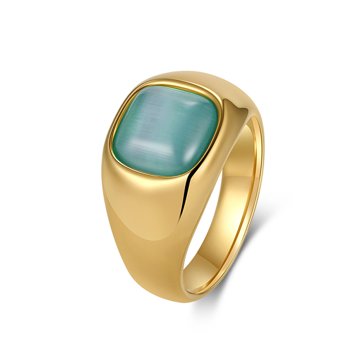 Vintage Square Gem Inlaid Statement Ring