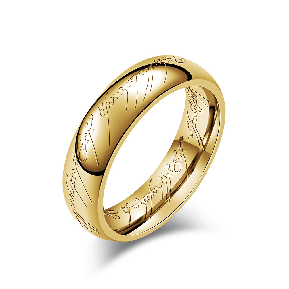 Elvish Script Engraved Fantasy Band Ring
