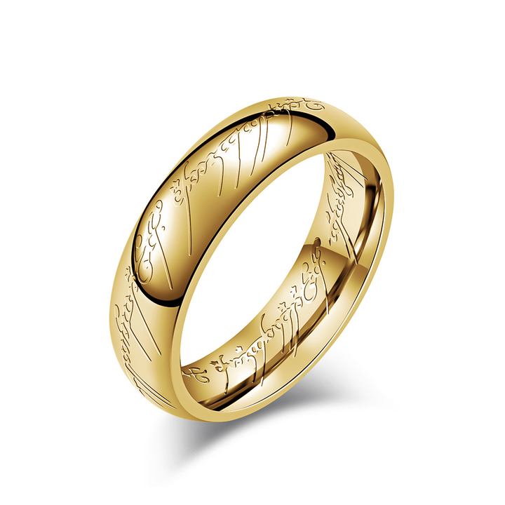 Elvish Script Engraved Fantasy Band Ring