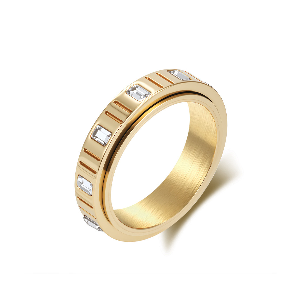 Baguette Crystal Spinner Stress Relief Band Ring