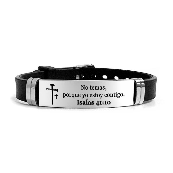 Spanish Bible Verse Engraved Leather Wristband