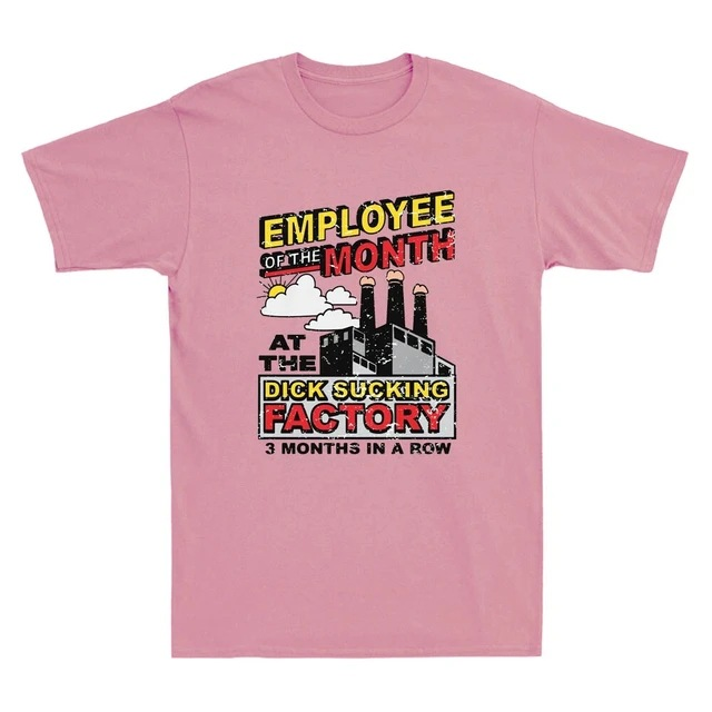 Humorous Factory Slogan Printed Cotton T-Shirt