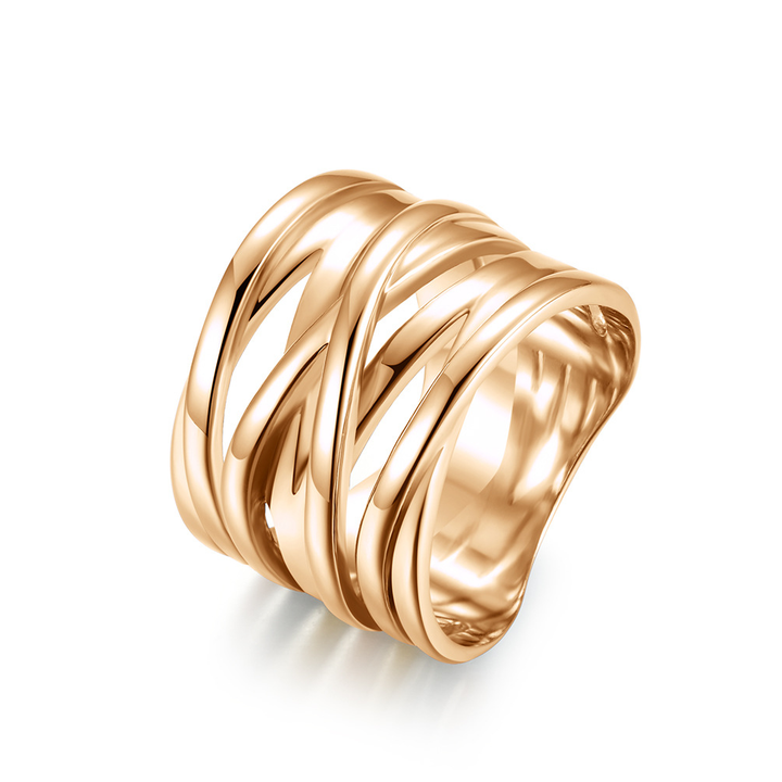 Twisted Interwoven Layered Wide Fashion Band Ring