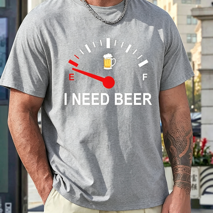 Novelty Beer Slogan Graphic Short Sleeve T-Shirt