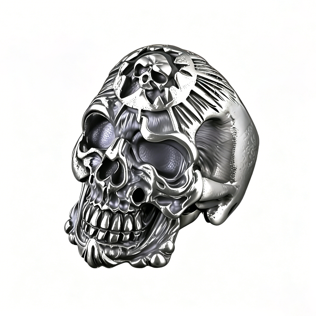 Dark Gothic Skeleton Head Retro Ring