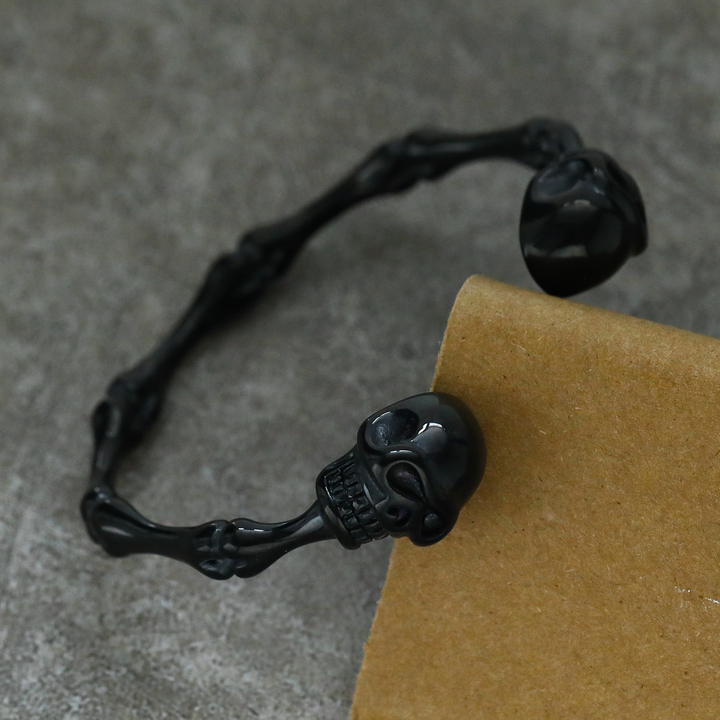 Mens Skeleton Skull Bangle Gothic Punk Open Cuff Bracelet Jewelry