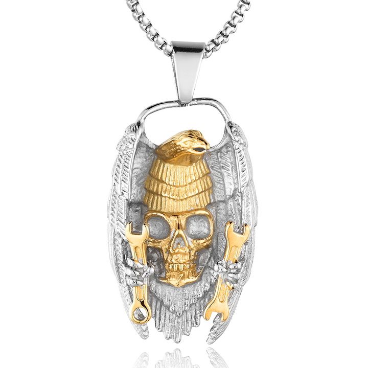 Gothic Eagle Wing Skull Necklace