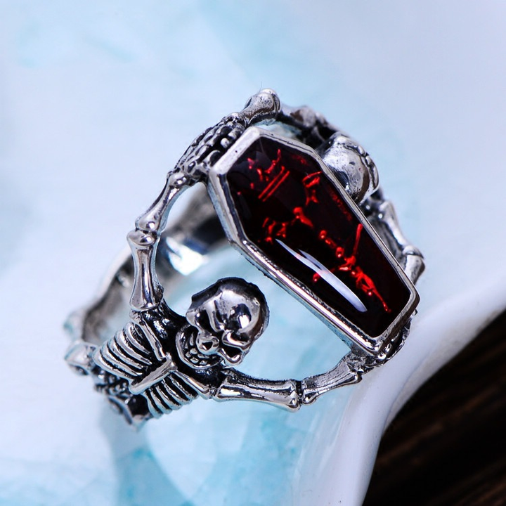 Dark Gothic Skeleton Coffin Ring