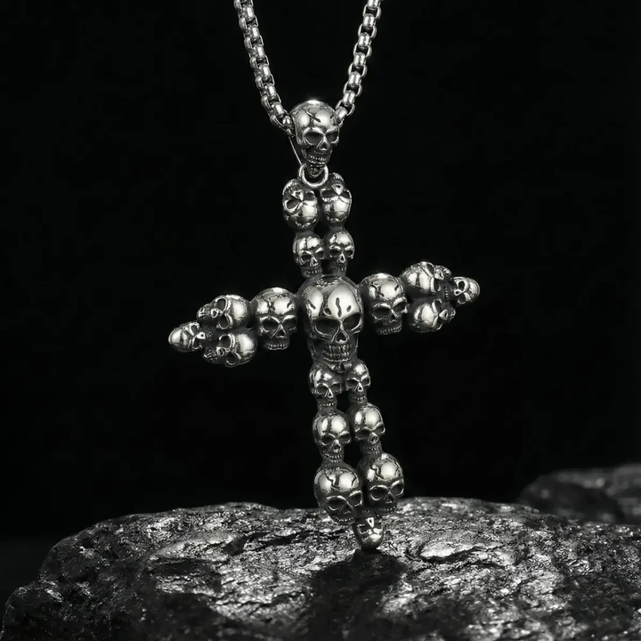 Gothic Skull Cross Pendant Stainless Steel Necklace
