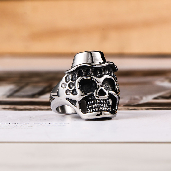 Gentleman Skull Hat Statement Ring