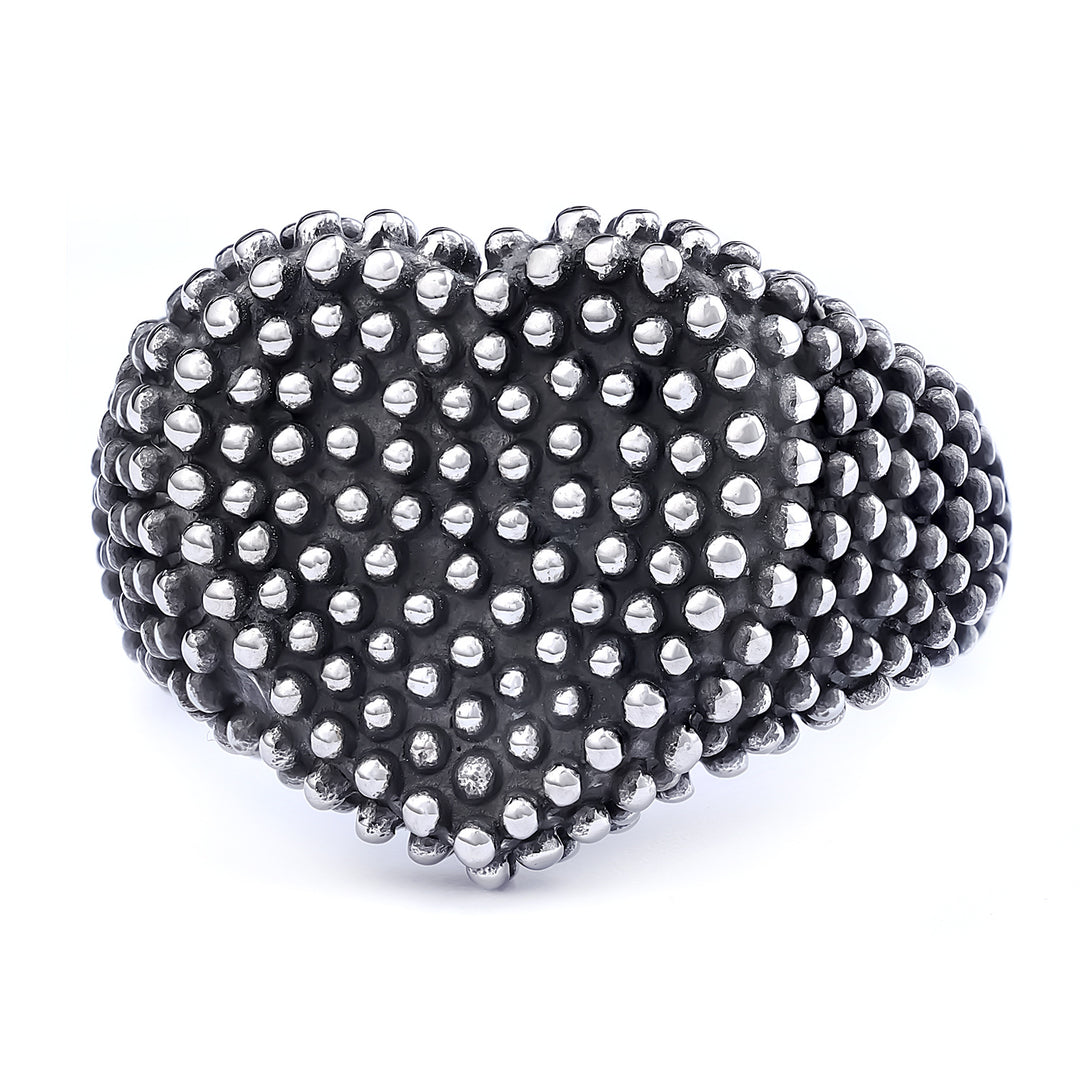 925 silver heart-shaped raised dot ring