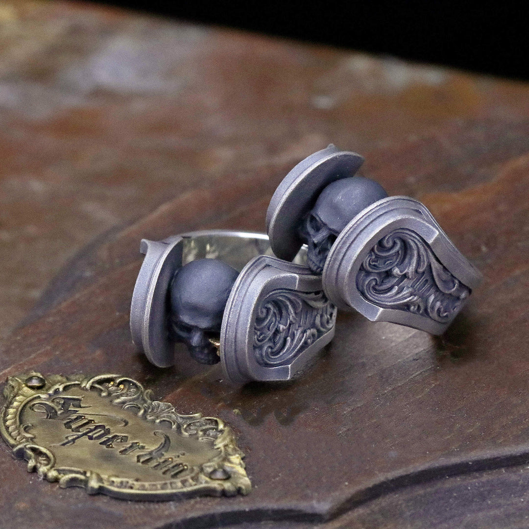Carved skull ring