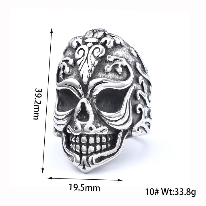 Carved skull 925 Silver Ring