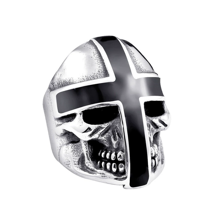 Knight Helmet Cross Skull Ring