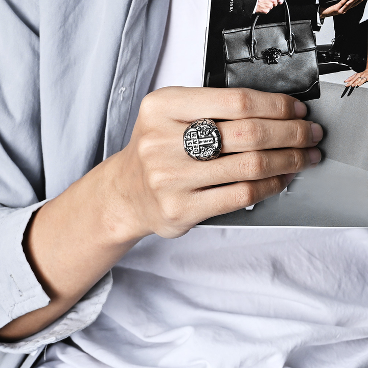 Gothic Cross Letter Signet Ring