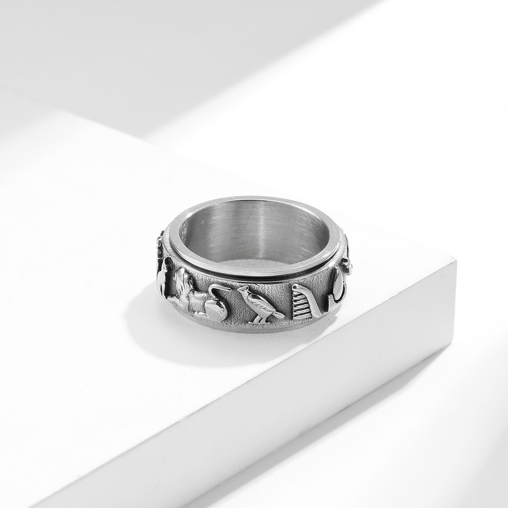 Egyptian Hieroglyph Spinner Band Ring
