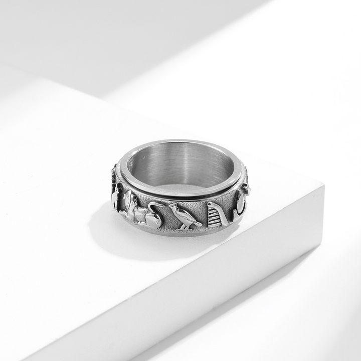 Egyptian Hieroglyph Spinner Band Ring