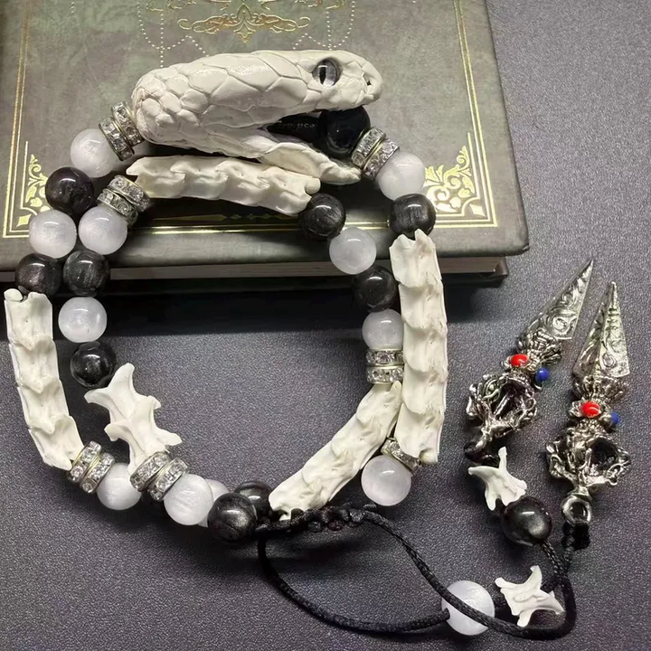 Retro Tribal Snake Head Beaded Bracelet