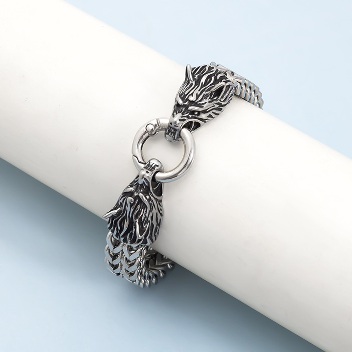 Vintage Wolf Head Statement Bracelet