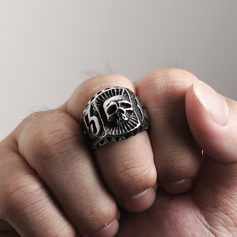 Punk Skull Symbol Biker Statement Ring