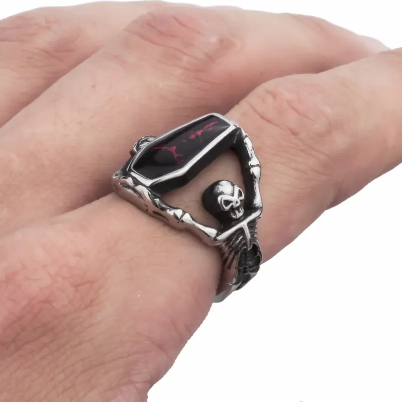 Dark Gothic Skeleton Coffin Ring