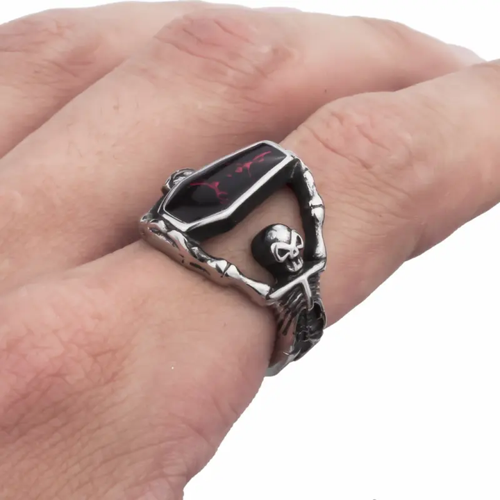 Dark Gothic Skeleton Coffin Ring