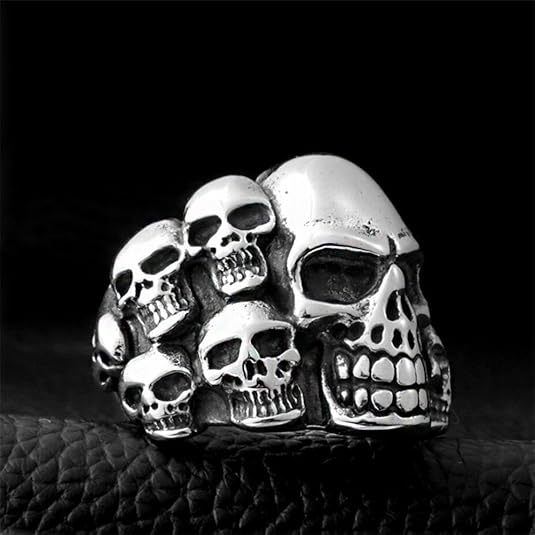 Gothic Multi Skull Stainless Steel Biker Ring