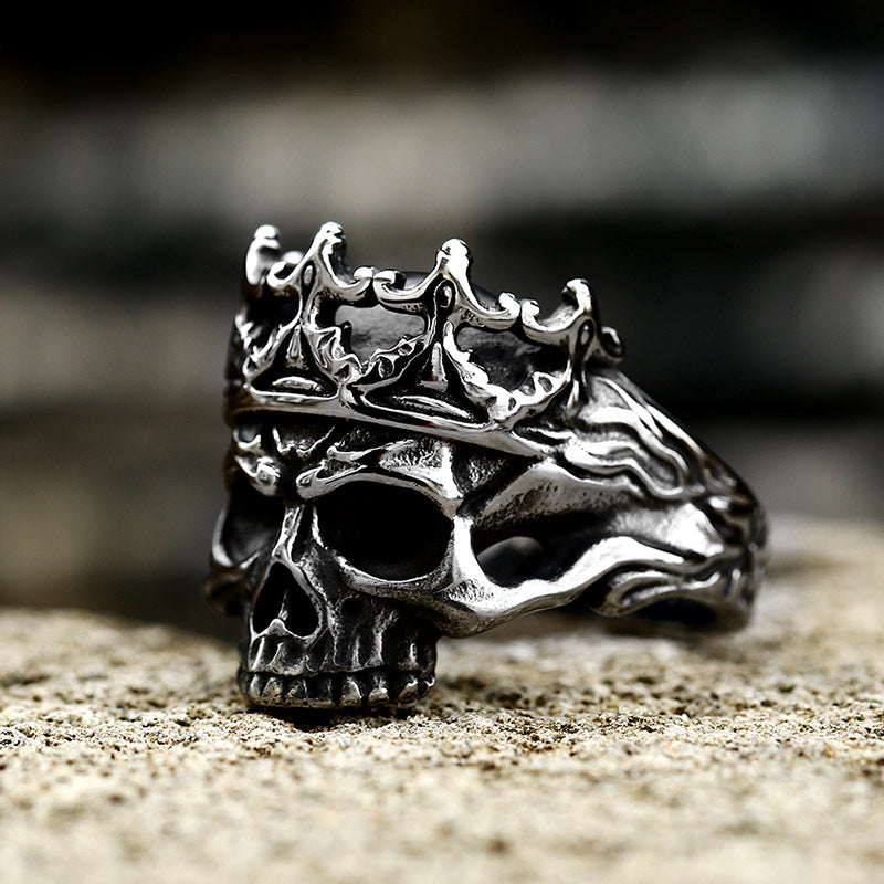 Retro Punk Crown Skull Ring