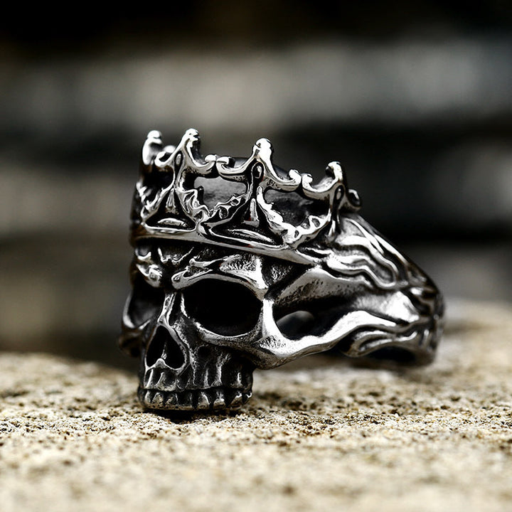 Retro Punk Crown Skull Ring