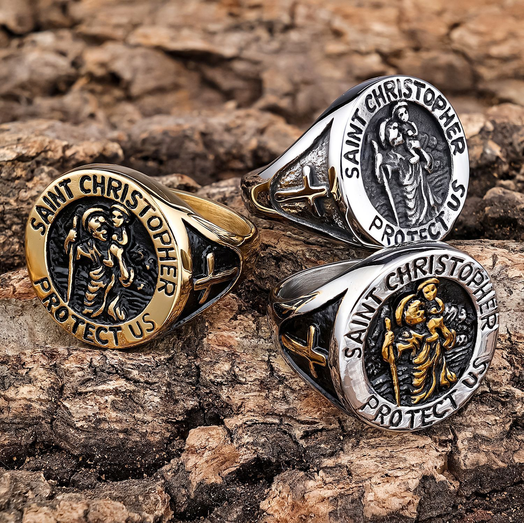Patron Saint Christopher Travel Protection Amulet Ring