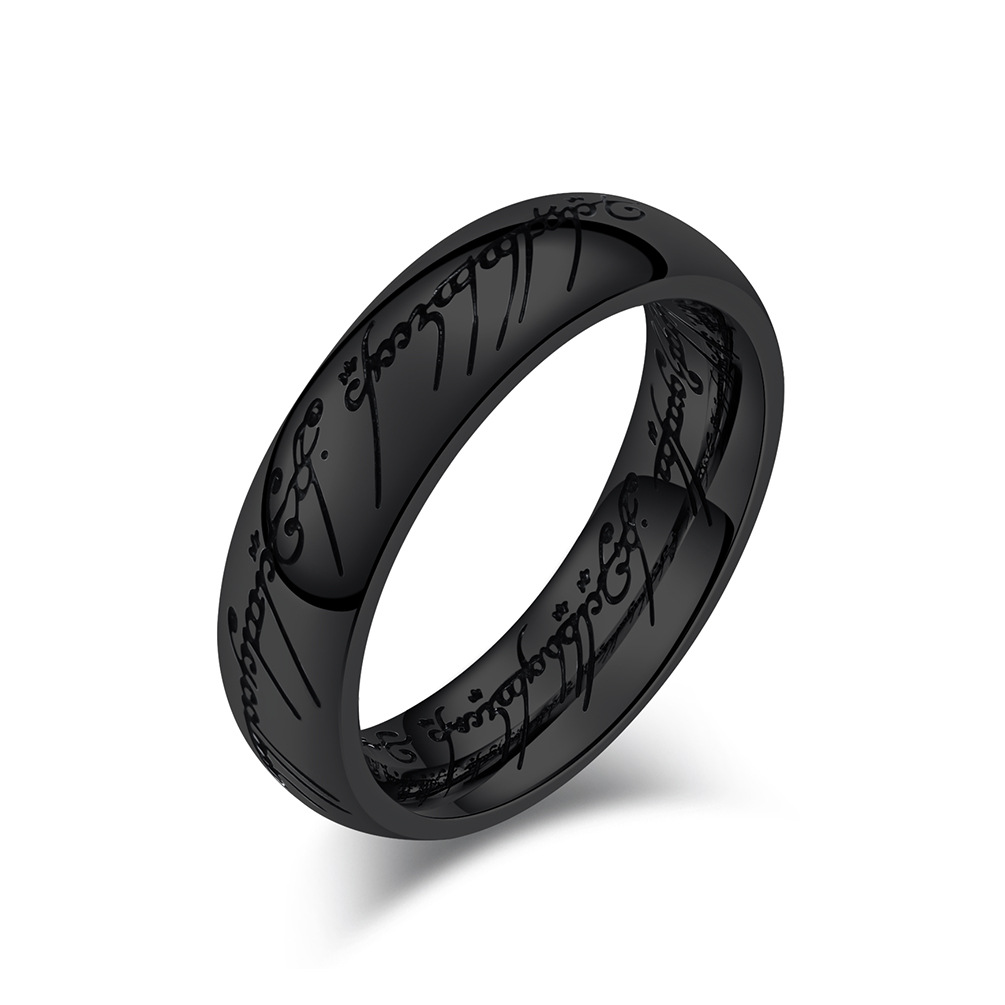 Elvish Script Engraved Fantasy Band Ring