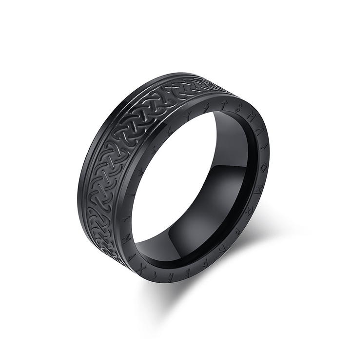 Celtic Knot Rune Engraved Vintage Band Ring