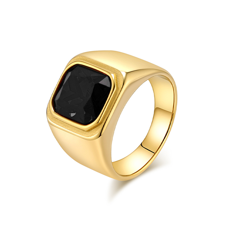 Cushion Cut Crystal Inlay Mens Statement Ring