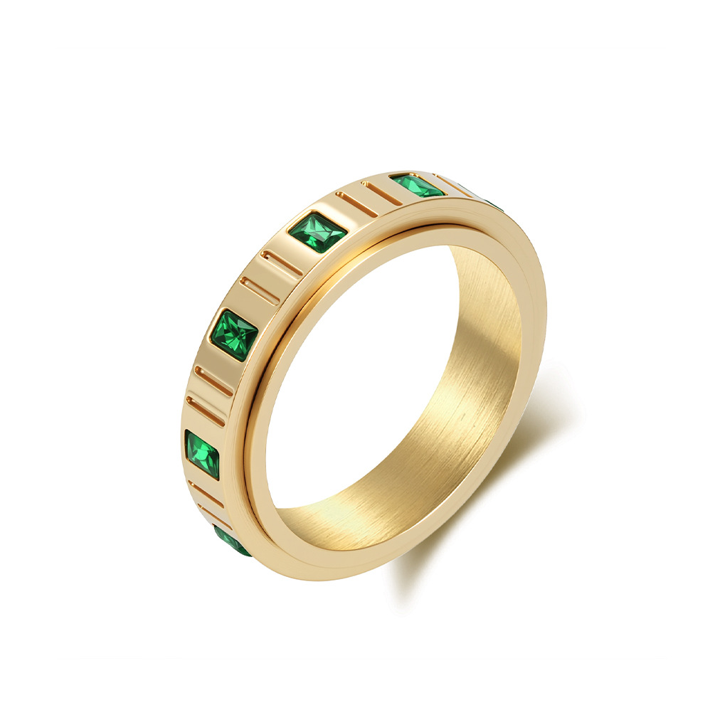 Baguette Crystal Spinner Stress Relief Band Ring