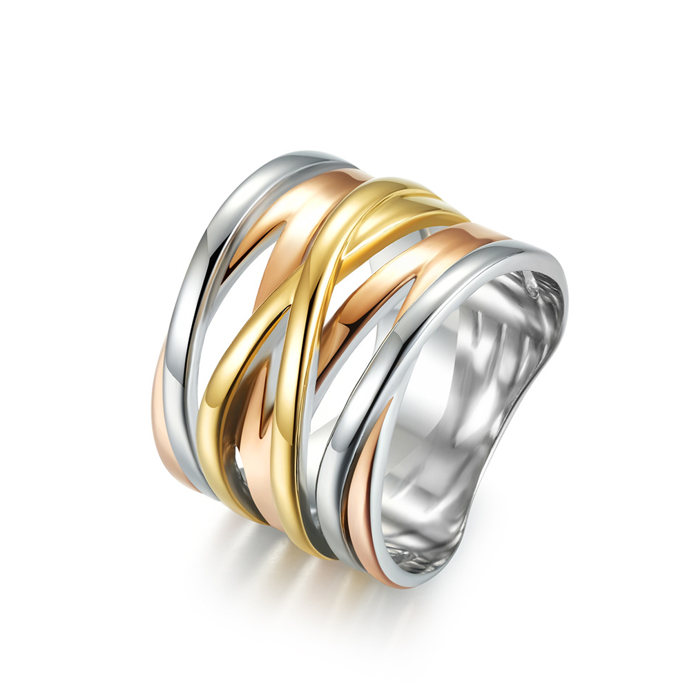 Twisted Interwoven Layered Wide Fashion Band Ring