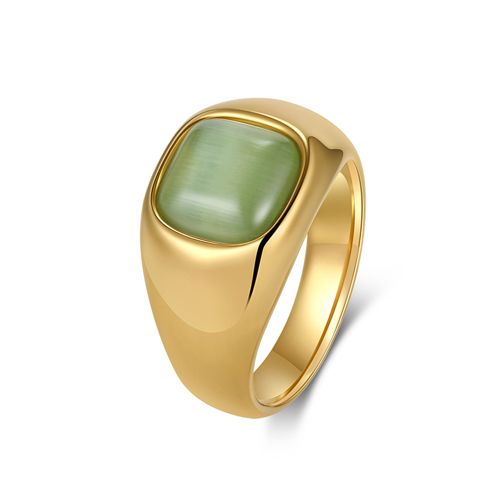 Vintage Square Gem Inlaid Statement Ring