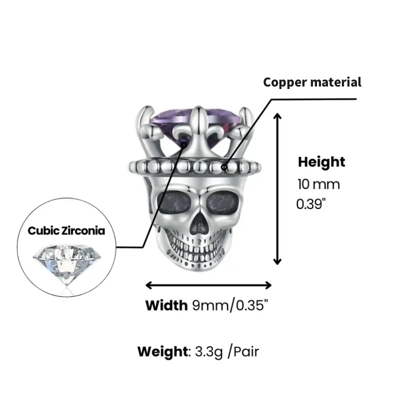 Retro Skull Crown Decor Stud Earrings