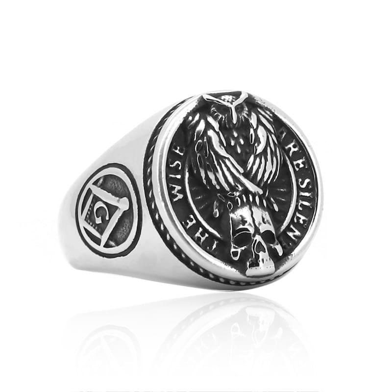 Vintage owl and skull ring
