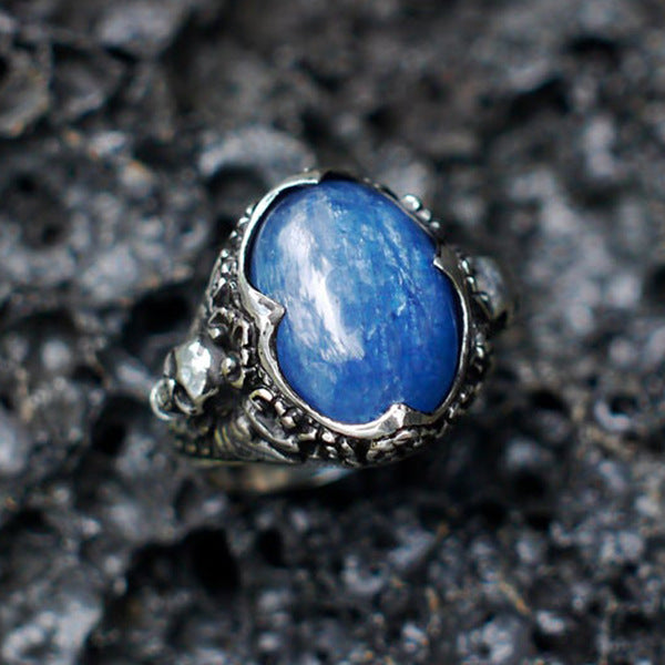 Skull and sapphire ring