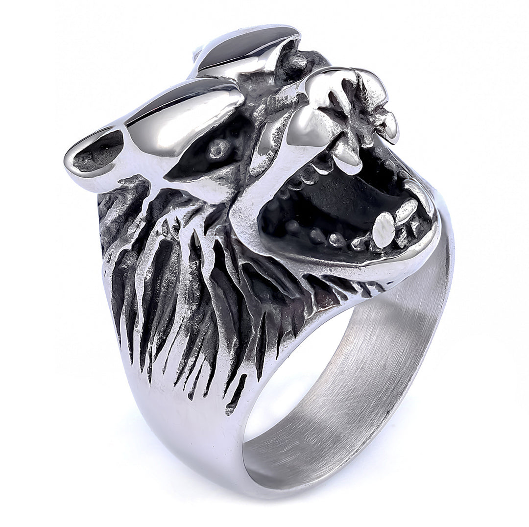 Norse mythology wolf head ring